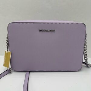 MICHAEL KORS Jet Set Large Saffiano Leather EW Crossbody Bag
Light Quartz 
NWT